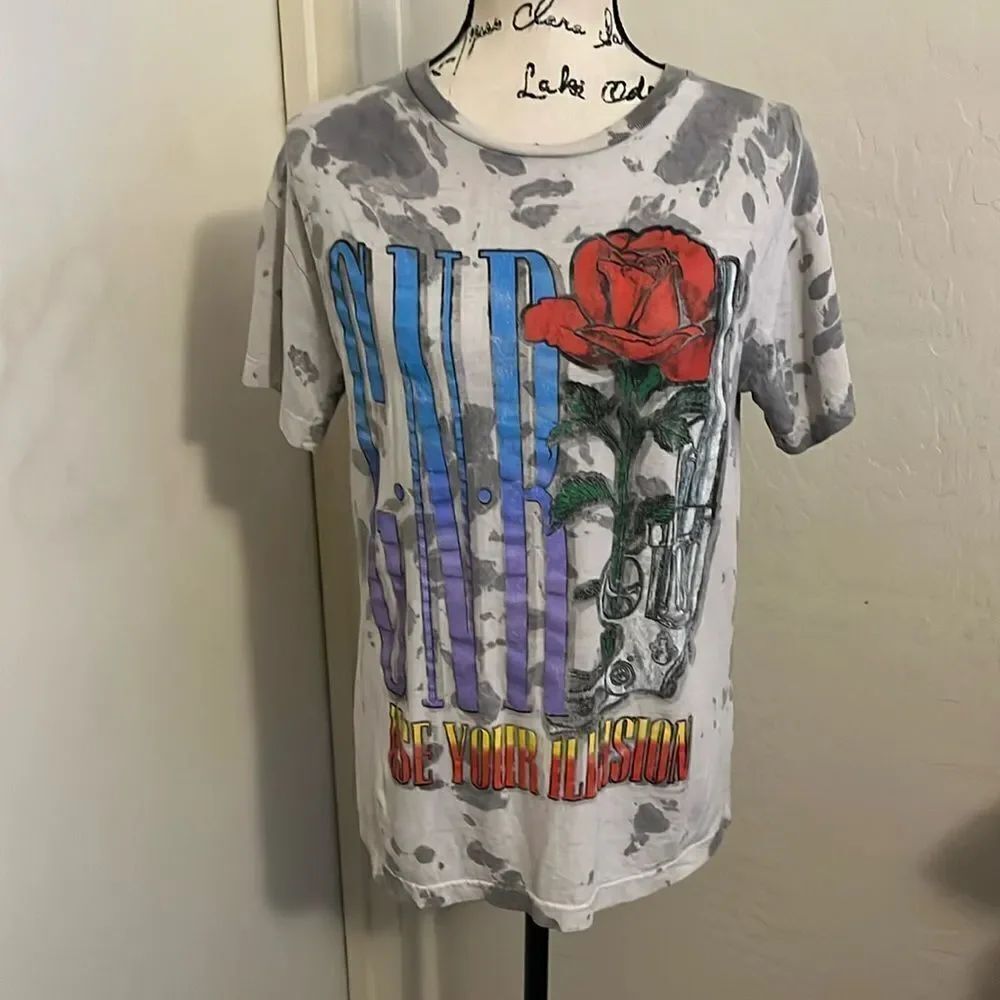 Guns N Roses Band Use Your Illusion Distressed Graphic Tie Dye T-Shirt Music